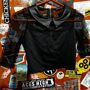 Material Girl Sheer Mesh Fitted Cropped Top